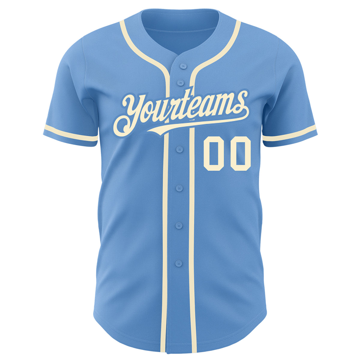 Cheap Custom Sky Blue Green-Cream Authentic Baseball Jersey Free