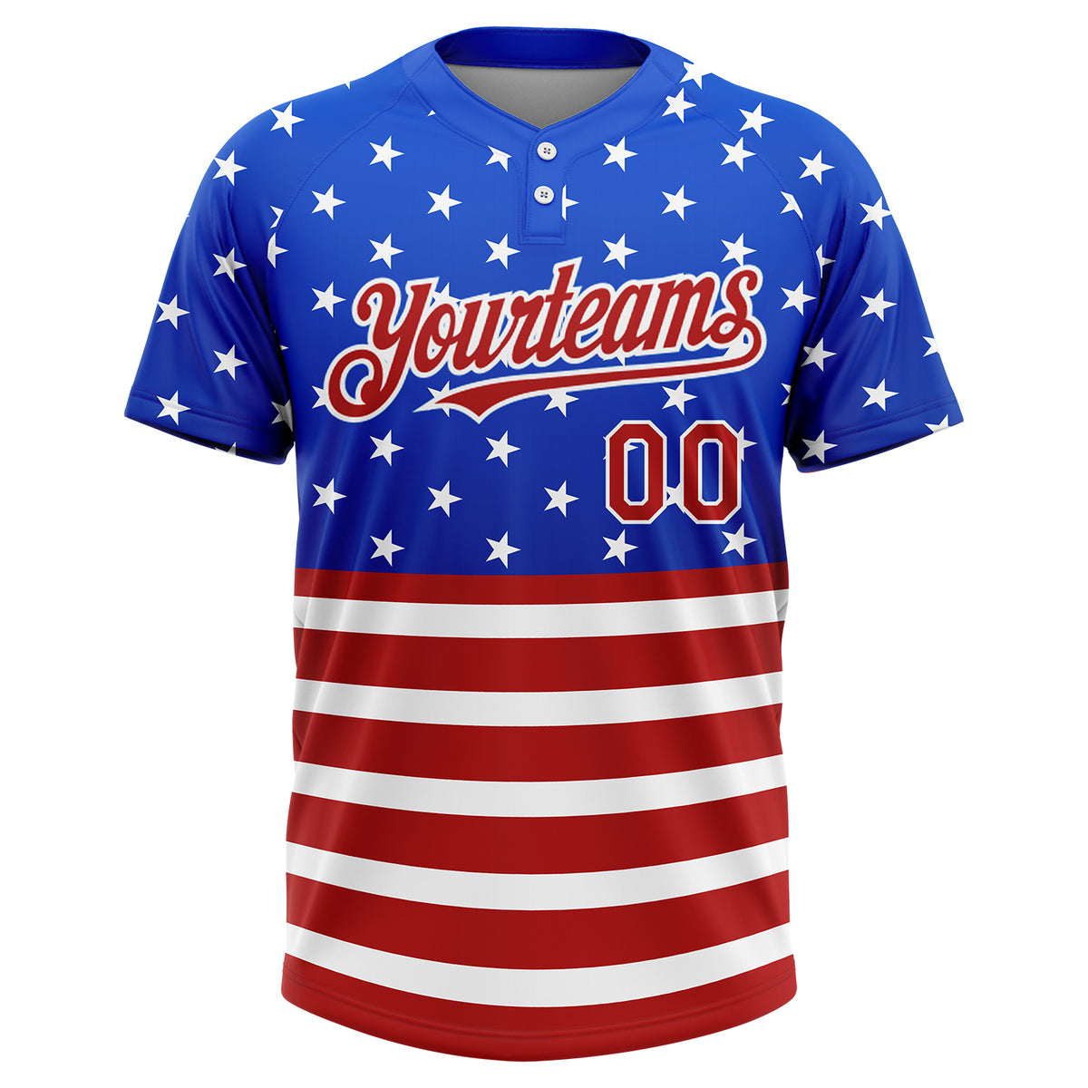 4th of July Patriotic American Flag Custom Baseball Jersey Print  Personalized Team Name Number Short Sleeve Softball Jersey