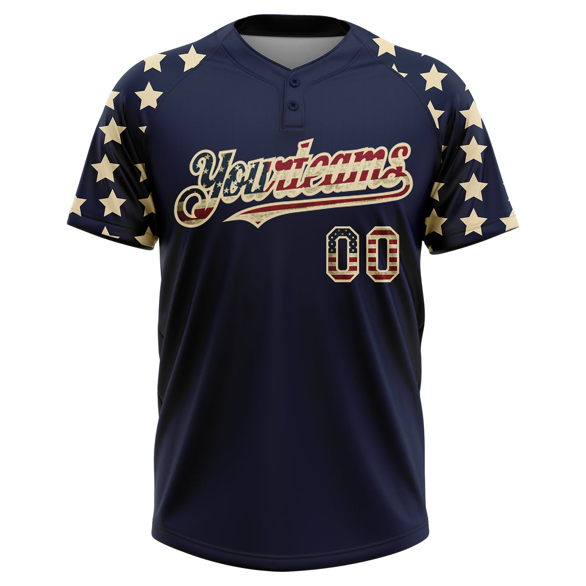 Cheap Custom White Navy-Red 3D American Flag Fashion Two-Button Unisex  Softball Jersey Free Shipping – CustomJerseysPro