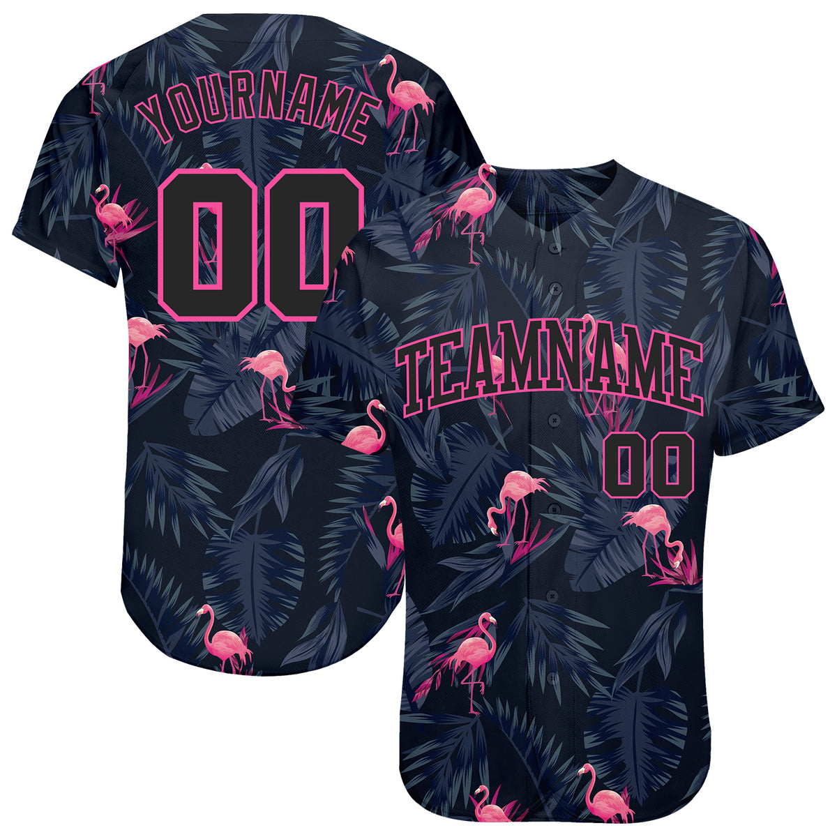 New Arrivals Custom Flamingo Pink Stripe Pink-Black Split Fashion Baseball Jerseys for Men & Women JN13021, M / Piping