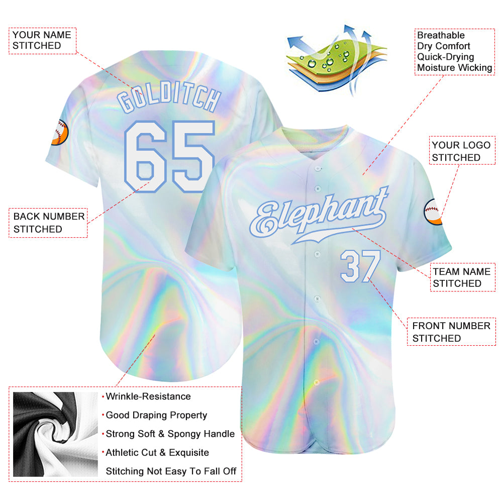 Cheap Custom Light Blue White-Light Blue 3D Pattern Design Beach Authentic Baseball  Jersey Free Shipping – CustomJerseysPro