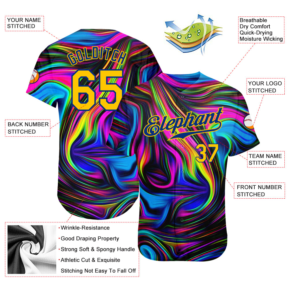 Custom Black Midnight Green-Gold 3D Pattern Design Tiger Authentic Baseball  Jersey Discount