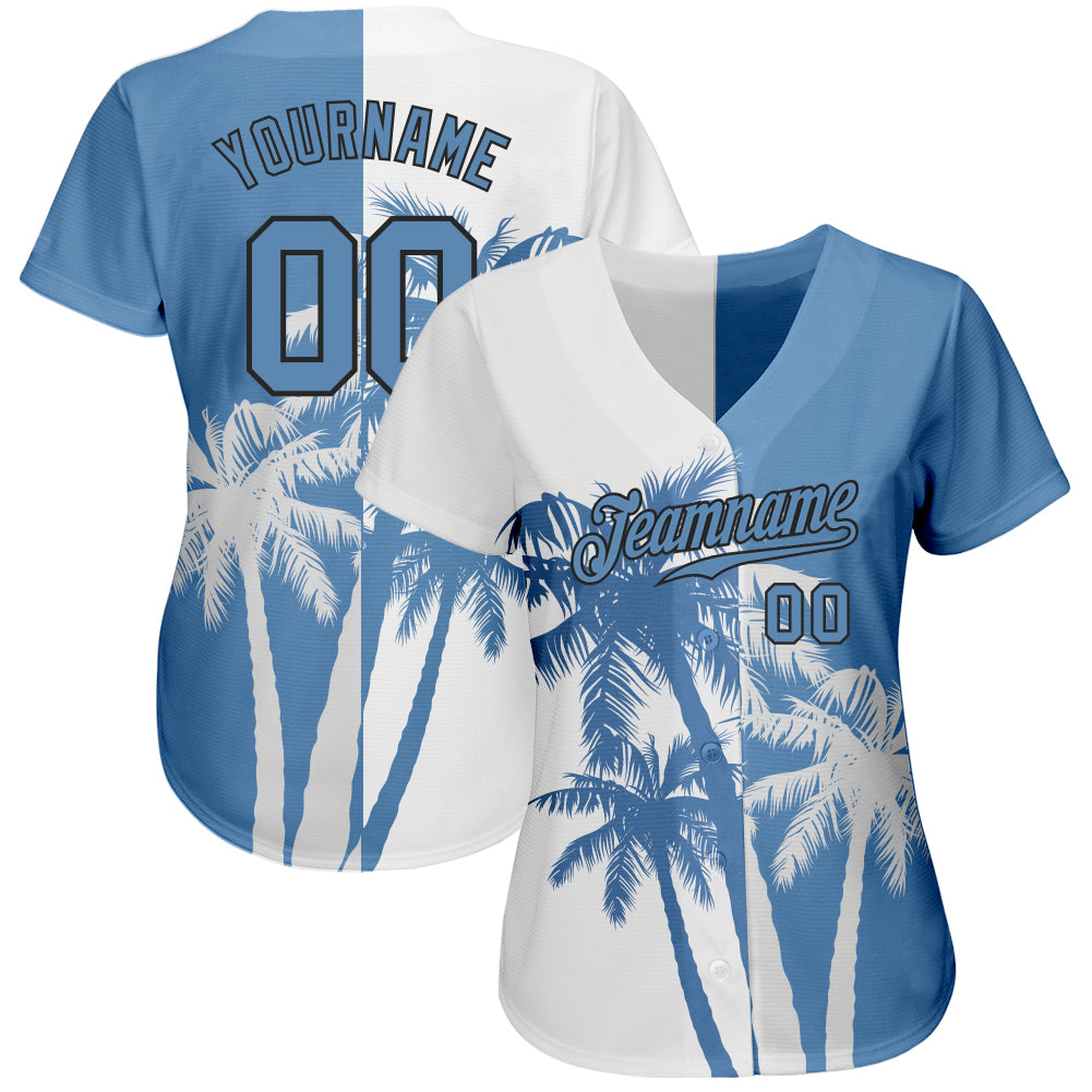 Custom White Blaze Orange-Olive 3D Pattern Design Beach Coconut Palms Island and Sailboat Authentic Baseball Jersey Women's Size:M