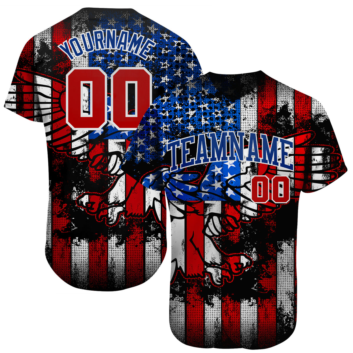 Custom White Red 3D American Flag Authentic Baseball Jersey – Fiitg