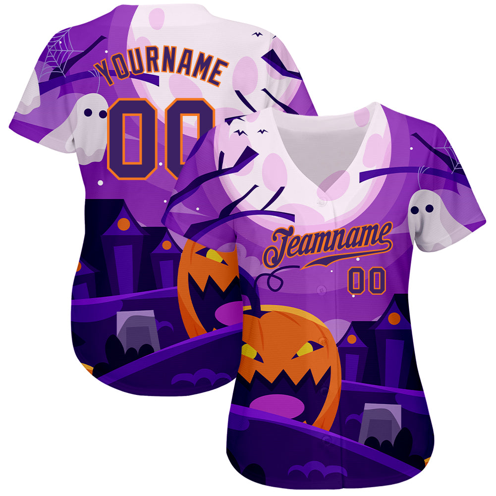 Cheap Custom 3D Pattern Halloween Pumpkins Horror Night Authentic Baseball  Jersey Free Shipping – CustomJerseysPro