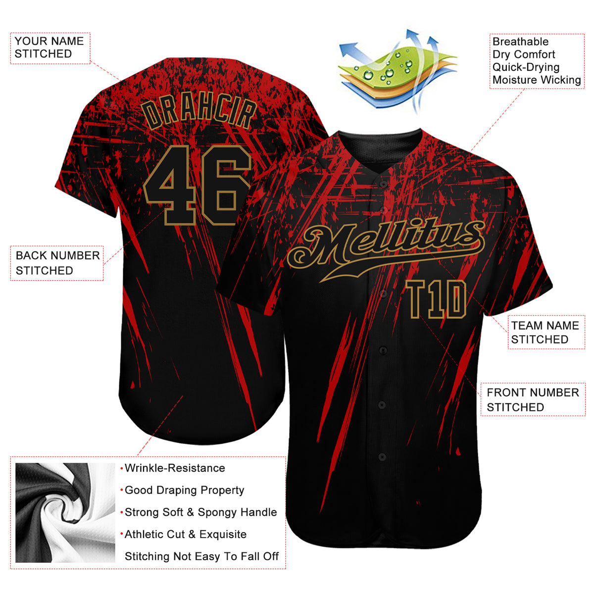 Custom Red Red-Gold 3D Pattern Design Flame Authentic Baseball Jersey Fast  Shipping – FiitgCustom