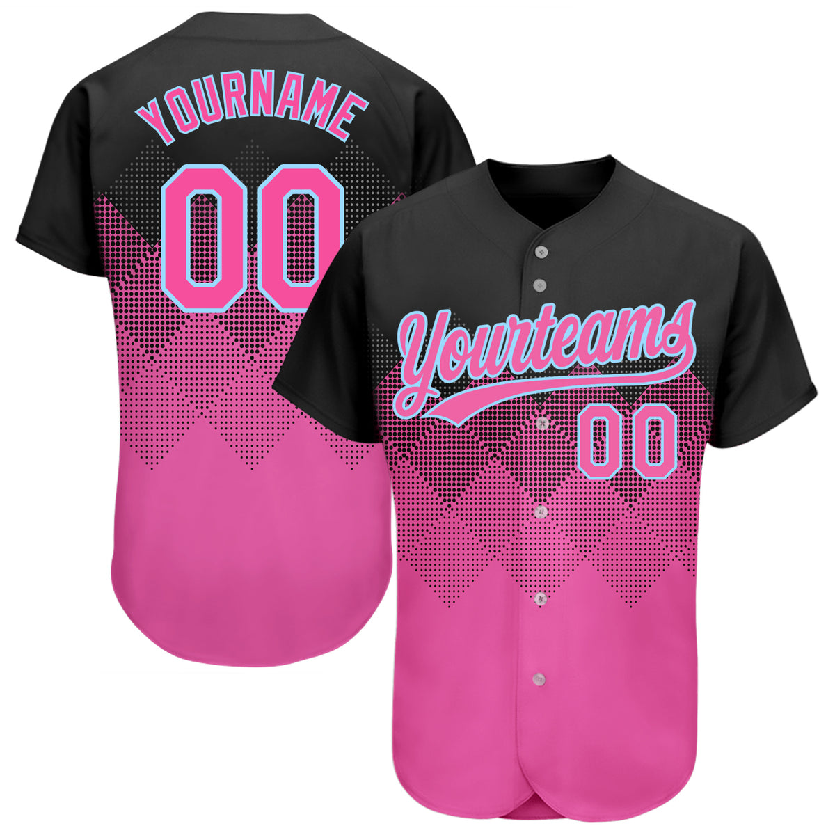 Custom Cream Light Blue Black-Pink Authentic Baseball Jersey Discount