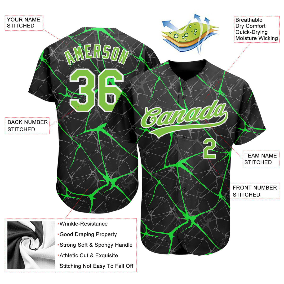 Custom Neon Green Brown-Gold 3D Pattern Design Authentic St. Patrick's Day Baseball Jersey Women's Size:XL