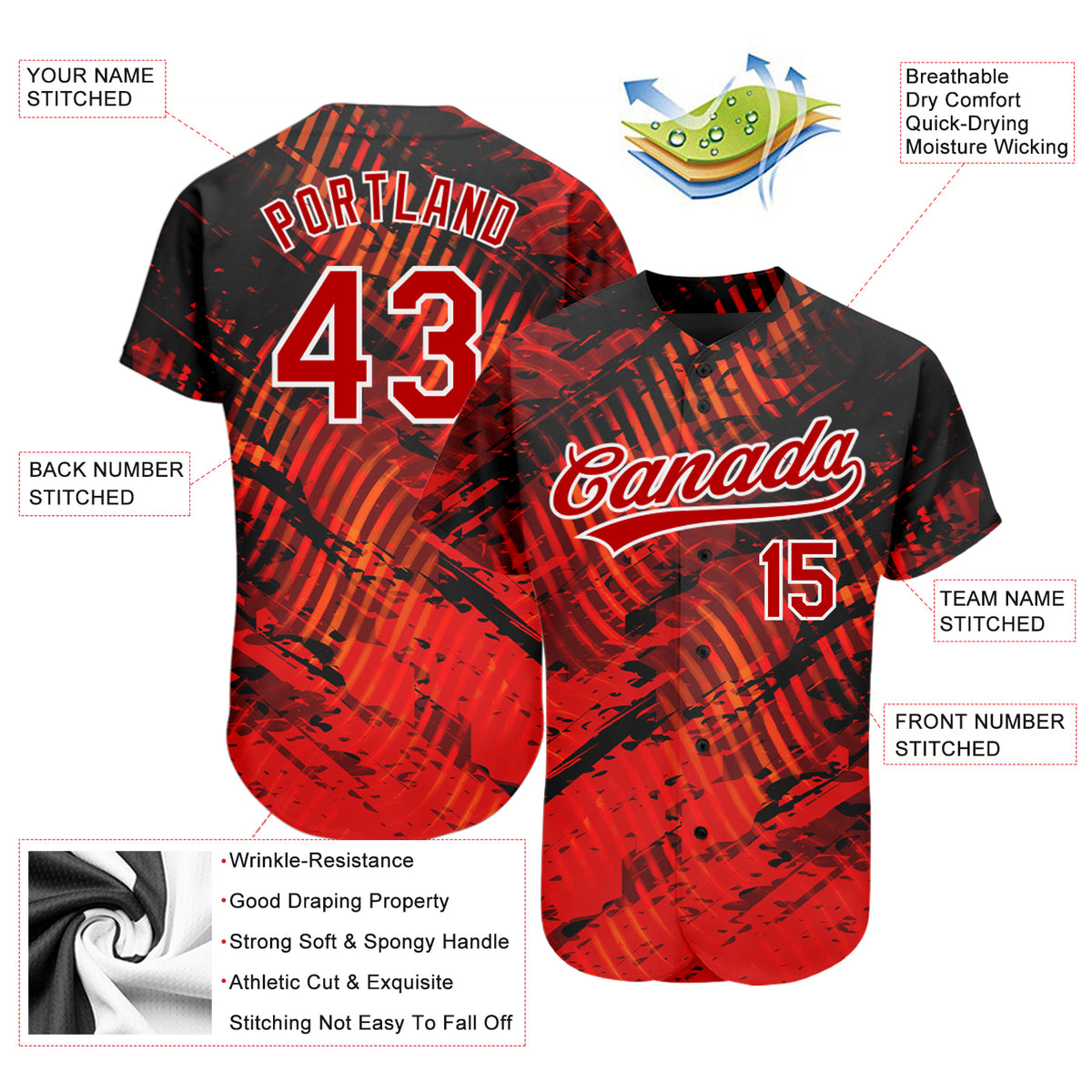 Custom Red Red-White Christmas 3D Authentic Baseball Jersey Youth Size:S