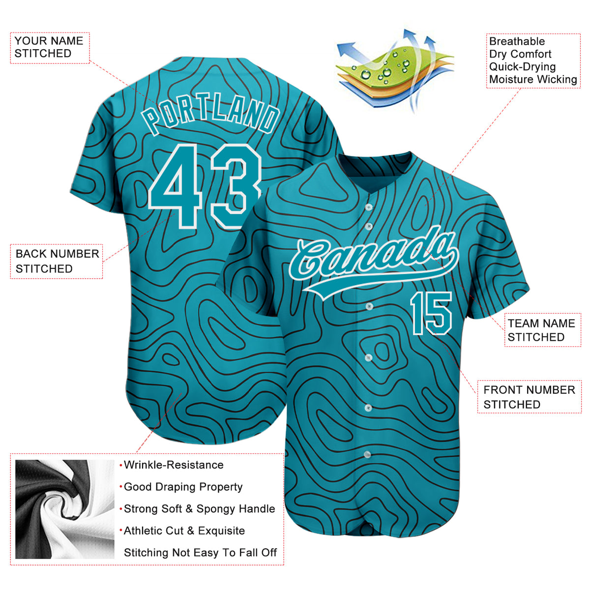 Cheap Custom Black Black Teal-Light Blue 3D Pattern Design Authentic Baseball  Jersey Free Shipping – CustomJerseysPro