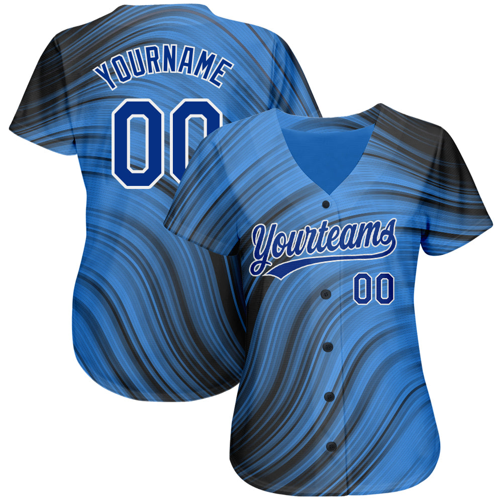 Cheap Custom Light Blue Royal-Black 3D Pattern Design Authentic Baseball  Jersey Free Shipping – CustomJerseysPro