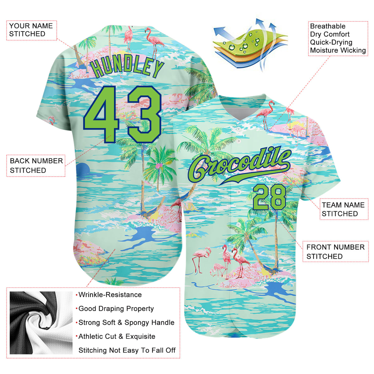 Cheap Custom Lakes Blue Neon Green-Royal 3D Pattern Design Beach Hawaii  Palm Trees And Flamingo Authentic Baseball Jersey Free Shipping –  CustomJerseysPro