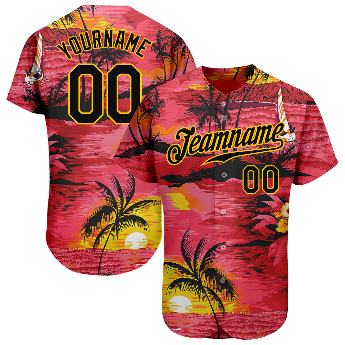 Cheap Custom White Royal 3D Pattern Design Beach Hawaii Palm Trees And  Flowers Authentic Baseball Jersey Free Shipping – CustomJerseysPro