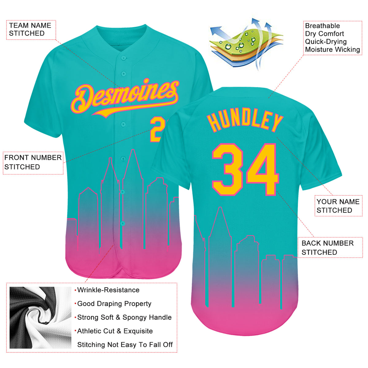 Cheap Custom Aqua Yellow-Pink 3D San Diego City Edition Fade Fasion  Authentic Baseball Jersey Free Shipping – CustomJerseysPro