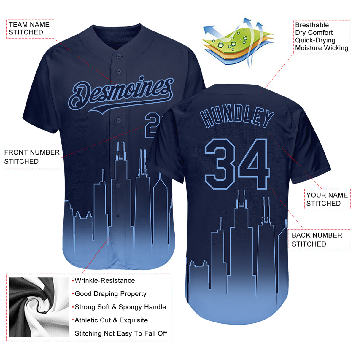 Custom Baseball Jersey Light Blue Yellow 3D Boston City Edition Fade Fashion Authentic Women's Size:L