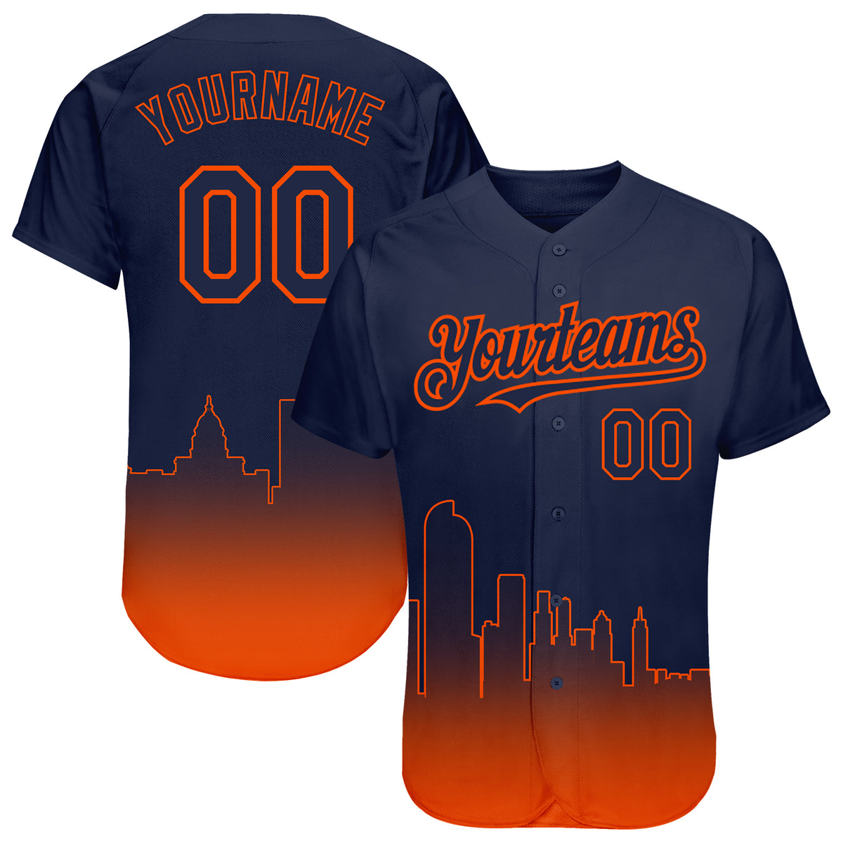 Cheap Custom Navy Orange 3D Denver City Edition Fade Fasion