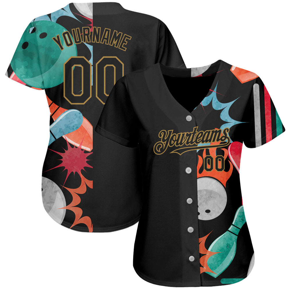 Cheap Custom Black Old Gold 3D Pattern Design Bowling Authentic Baseball  Jersey Free Shipping – CustomJerseysPro