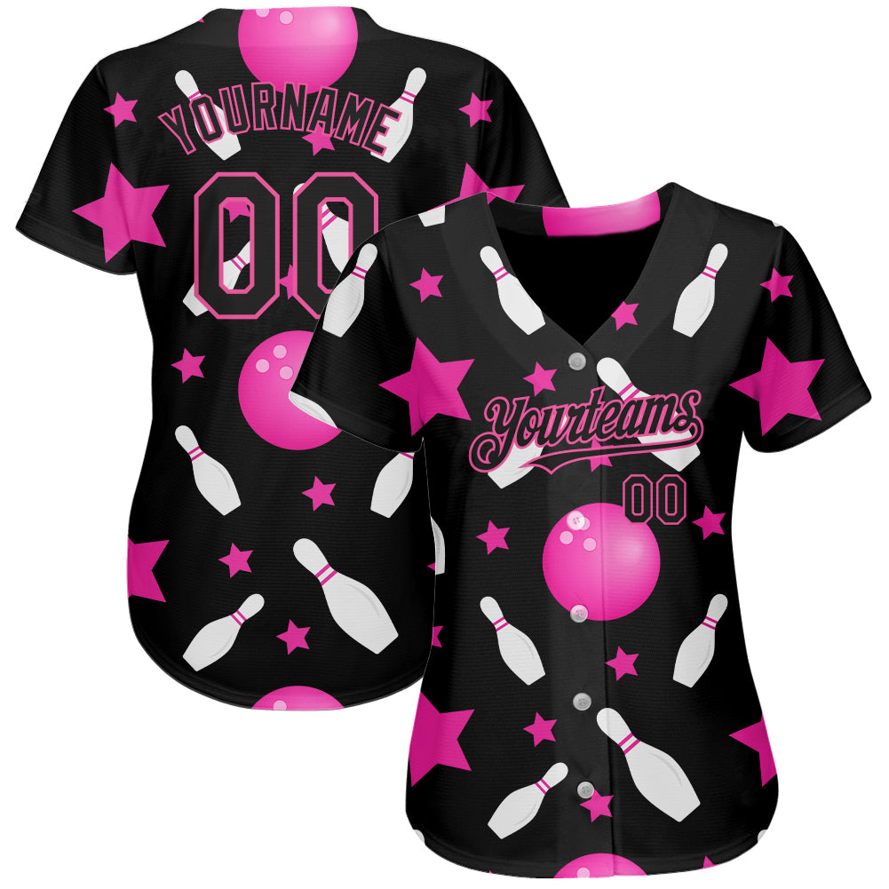 Custom Black Pink Purple Weed 3D Baseball Jersey – Pregrass