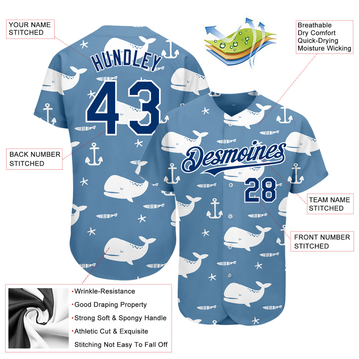 Navy No 7 Kansas City Baseball Jersey All-Over Printed 3D