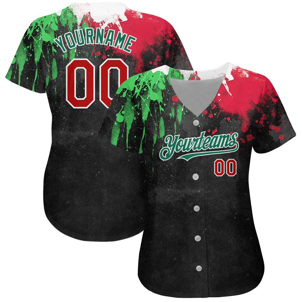 Cheap Custom Black Red Kelly Green 3D Mexican Flag Authentic Baseball Jersey  Free Shipping – CustomJerseysPro