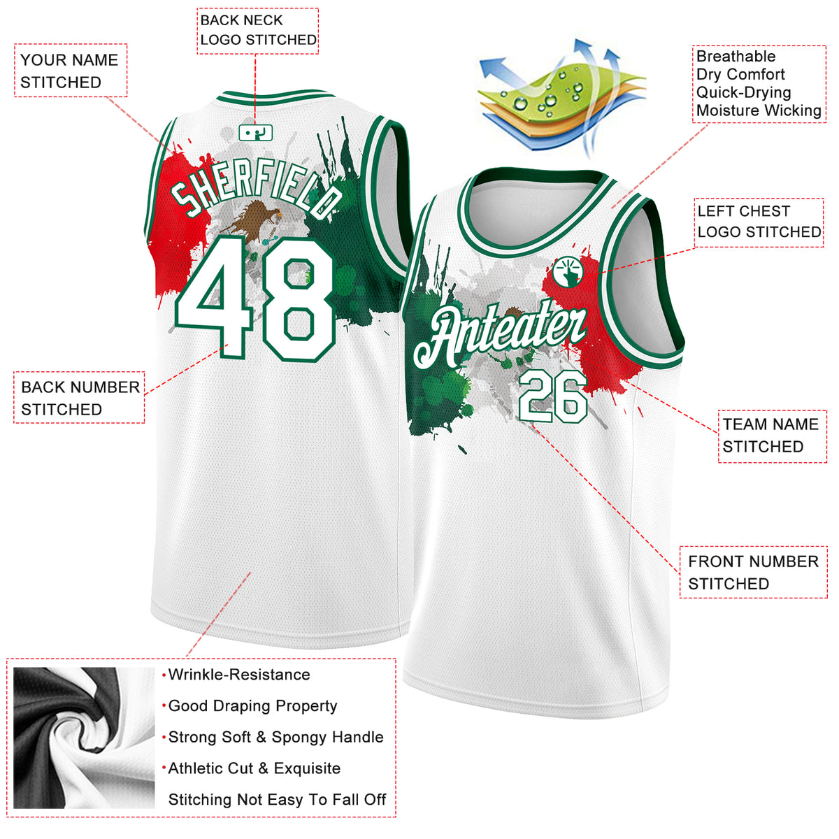 Cheap Custom White Kelly Green-Red 3D Mexico Splashes Authentic Basketball  Jersey Free Shipping – CustomJerseysPro