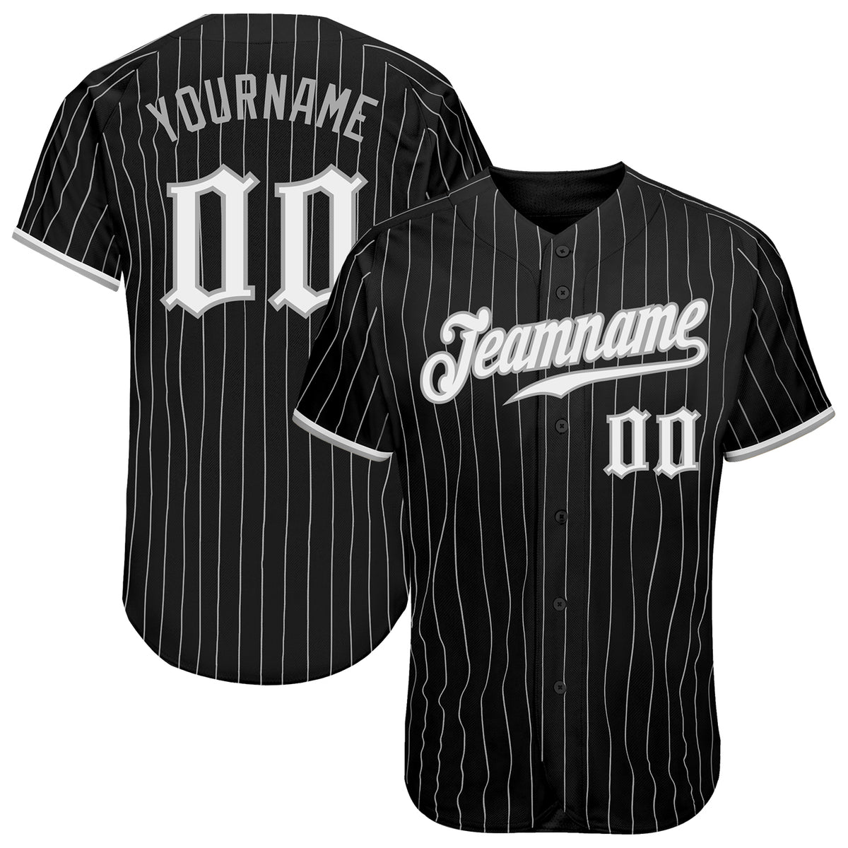 Custom Baseball Jersey White Black Pinstripe Black-Gray Authentic Women's Size:M