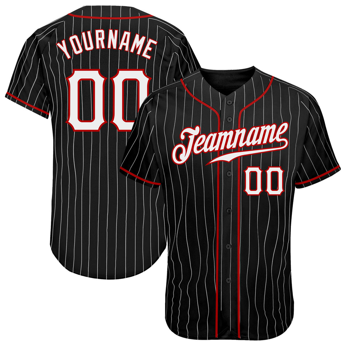 Custom Baseball Jersey White Black Pinstripe Black-Red Authentic Women's Size:M