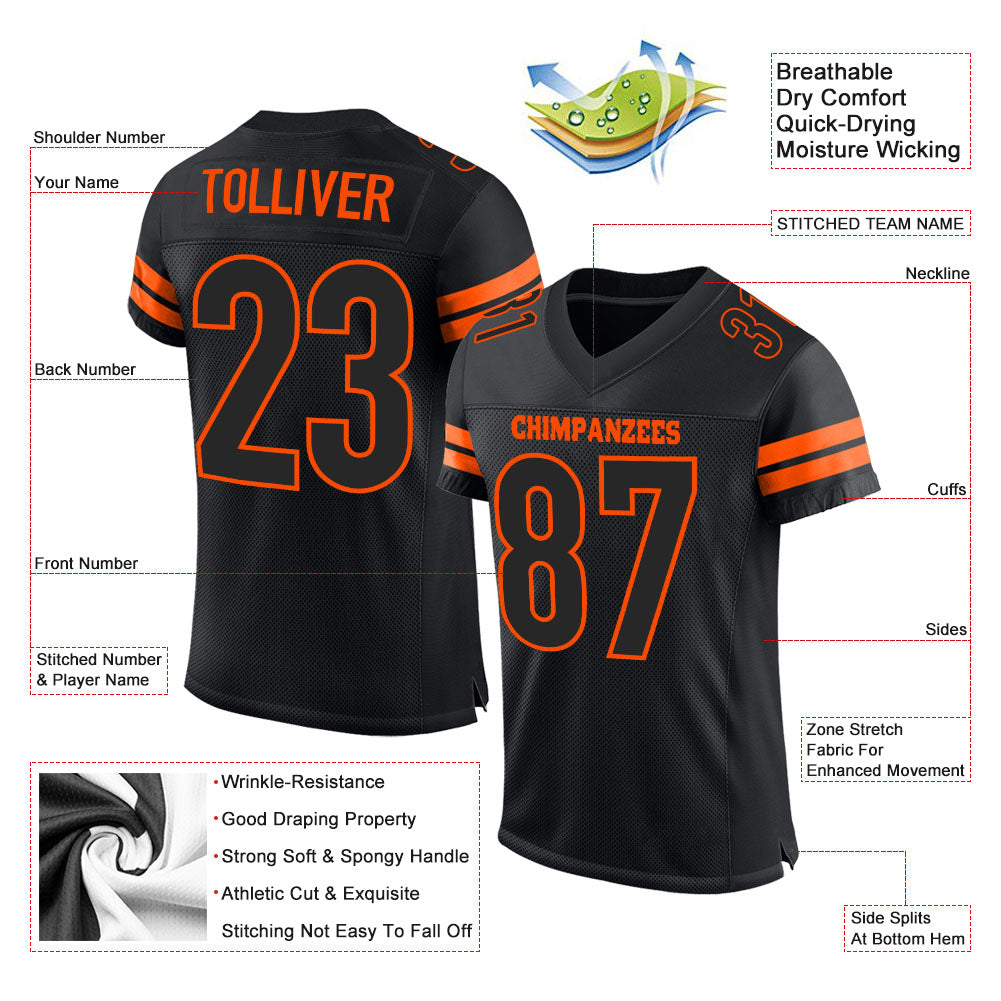 Cheap Custom Brown White-Orange Mesh Authentic Football Jersey Free  Shipping – CustomJerseysPro