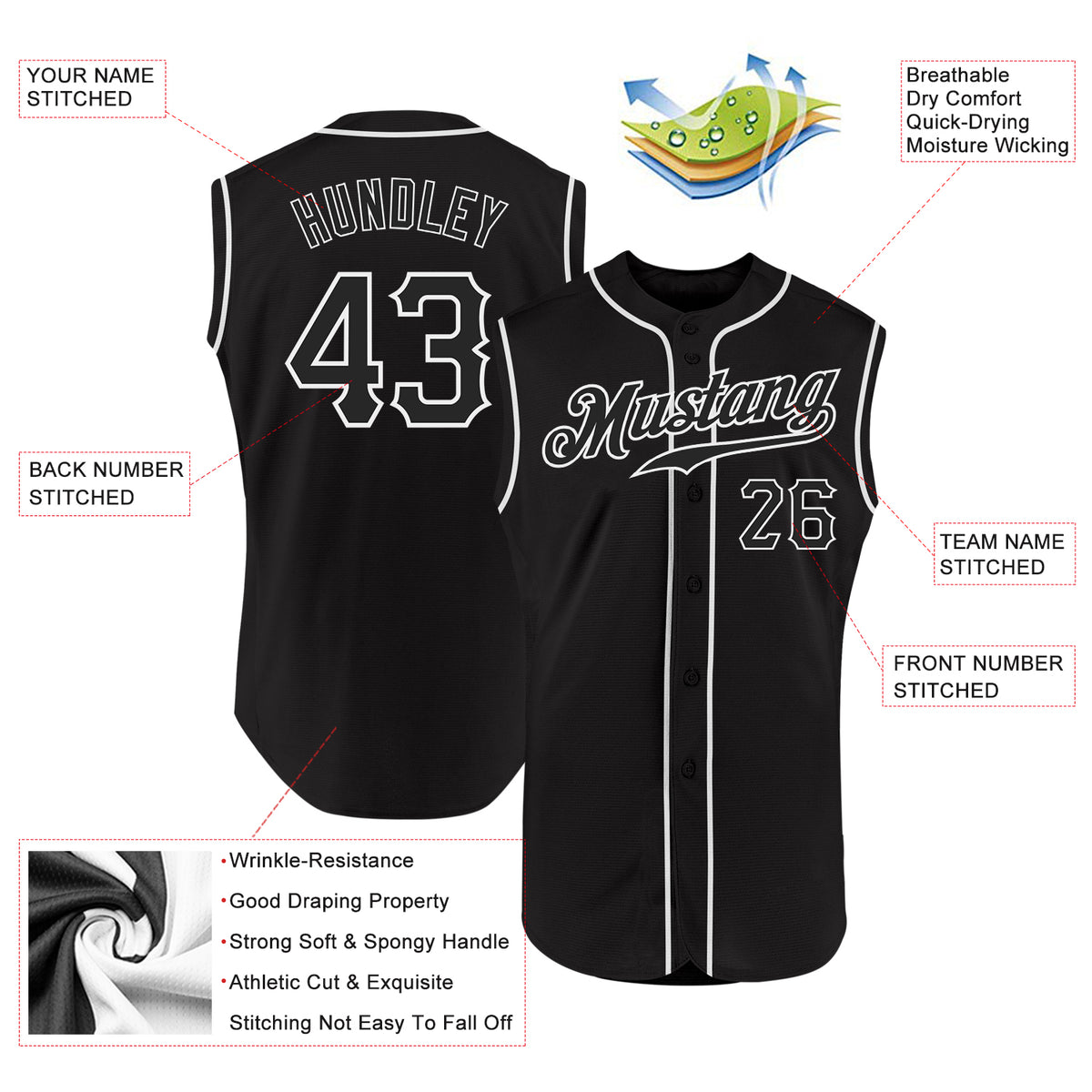 Cheap Custom Aqua White-Black Authentic Sleeveless Baseball Jersey Free  Shipping – CustomJerseysPro