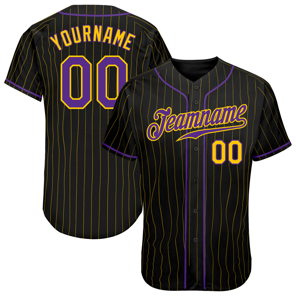 Custom Purple Black-Gold Authentic Classic Baseball Jersey –  ZhongXingHuiTian