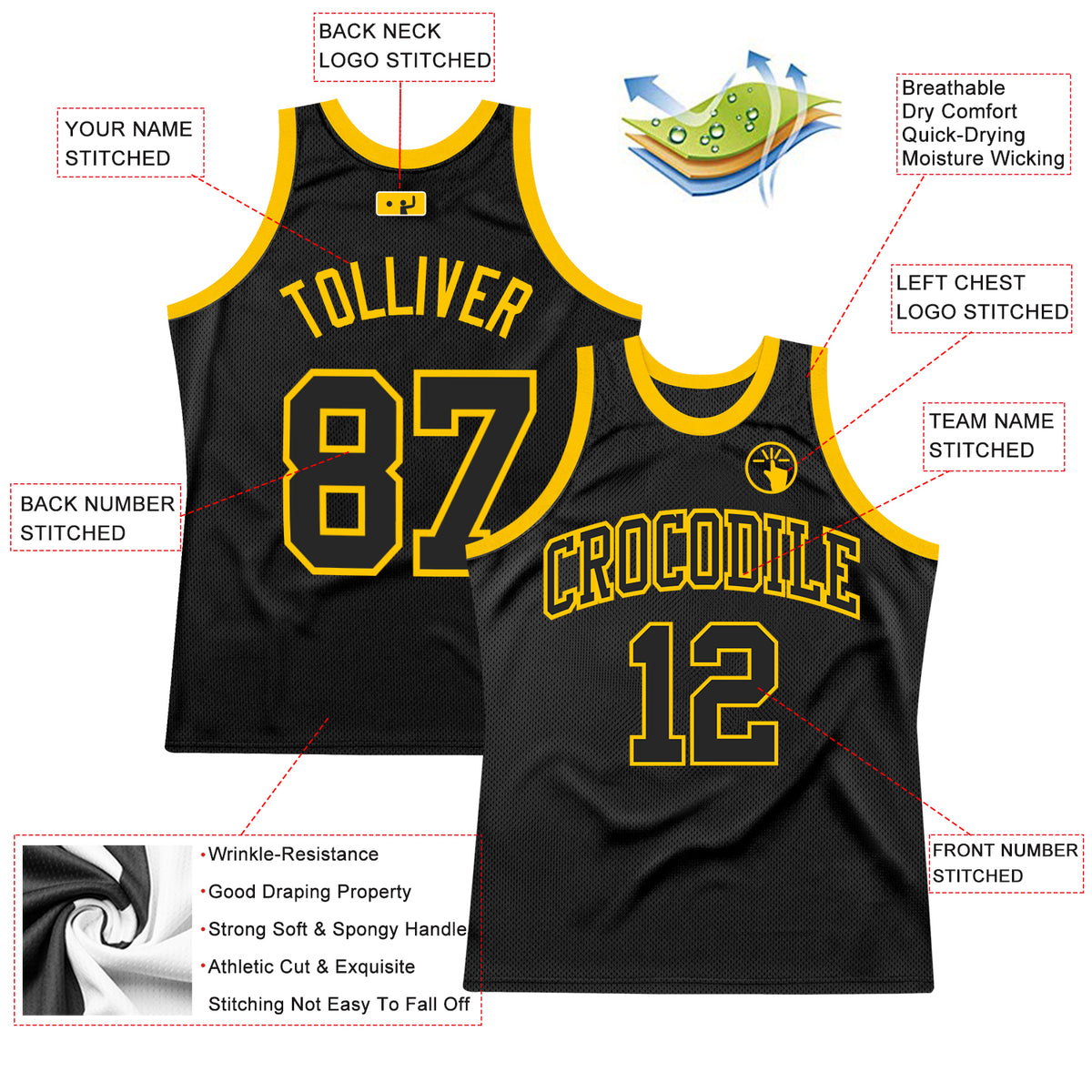 Sale Build White Basketball Gold Rib-Knit Jersey Black – CustomJerseysPro