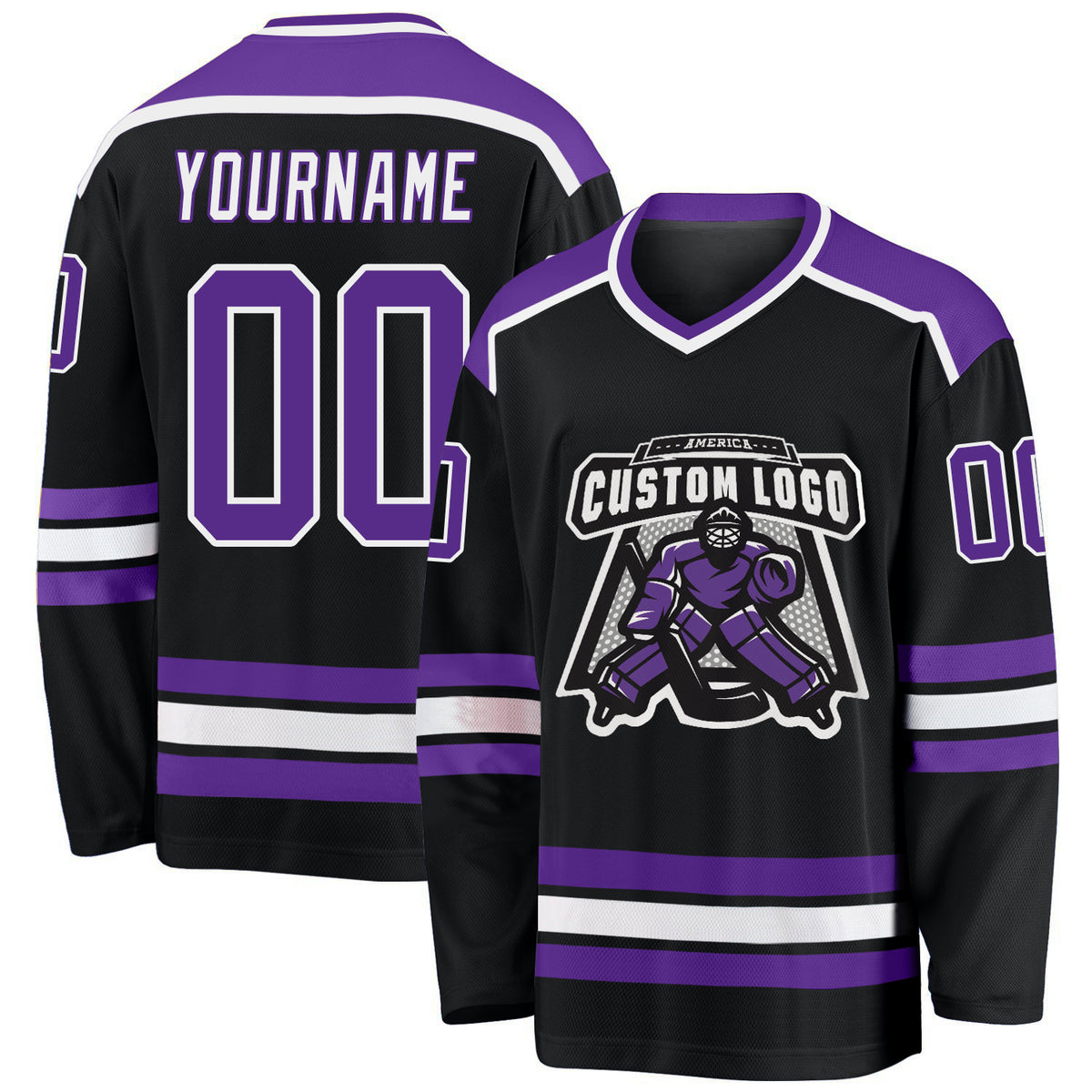 Custom Purple Black-Gray Hockey Jersey Women's Size:L