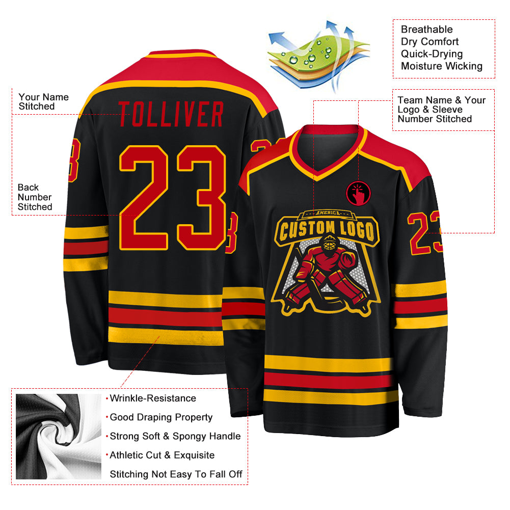 Cheap Custom Royal Red-Gold Hockey Jersey Free Shipping