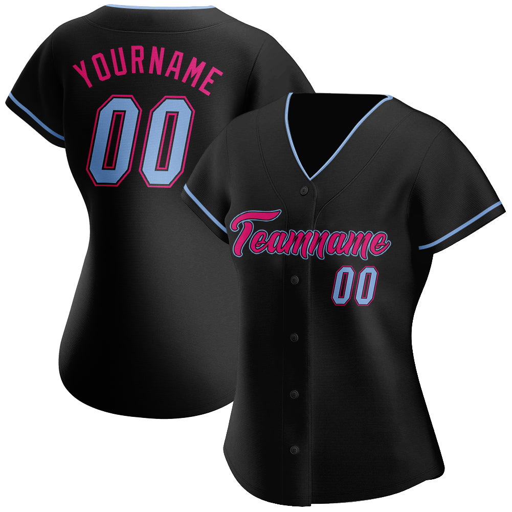 Cheap Custom Black Light Blue-Hot Pink Authentic Baseball Jersey Free  Shipping – CustomJerseysPro