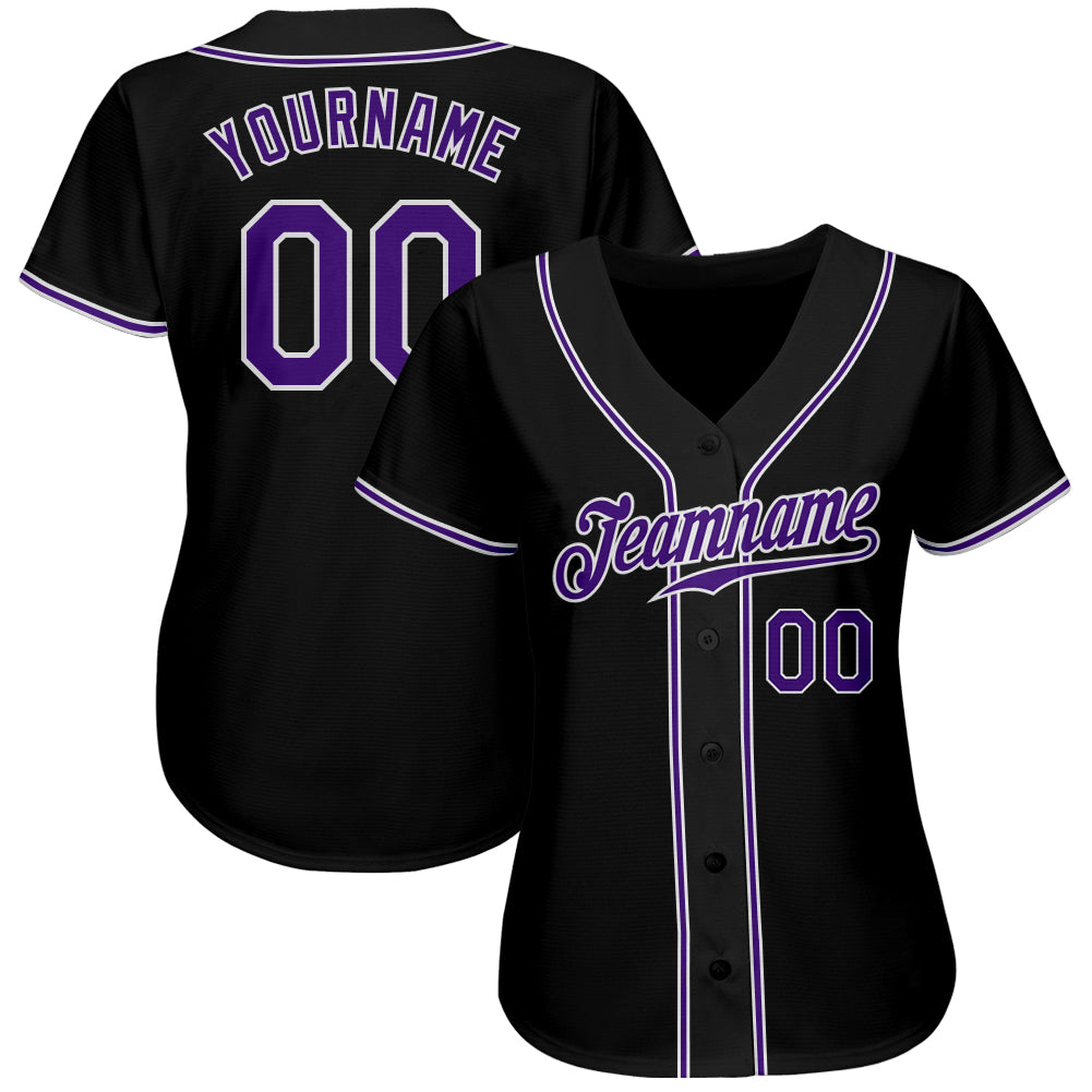 Custom White Purple-Black Authentic Baseball Jersey Women's Size:XL