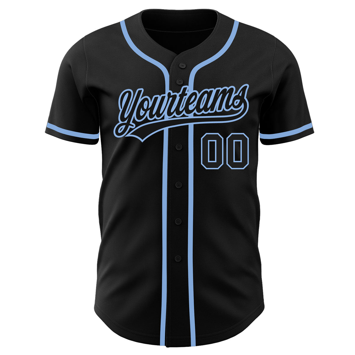 Black Black-Powder Blue CUSTOM Baseball Jersey -  Worldwide  Shipping