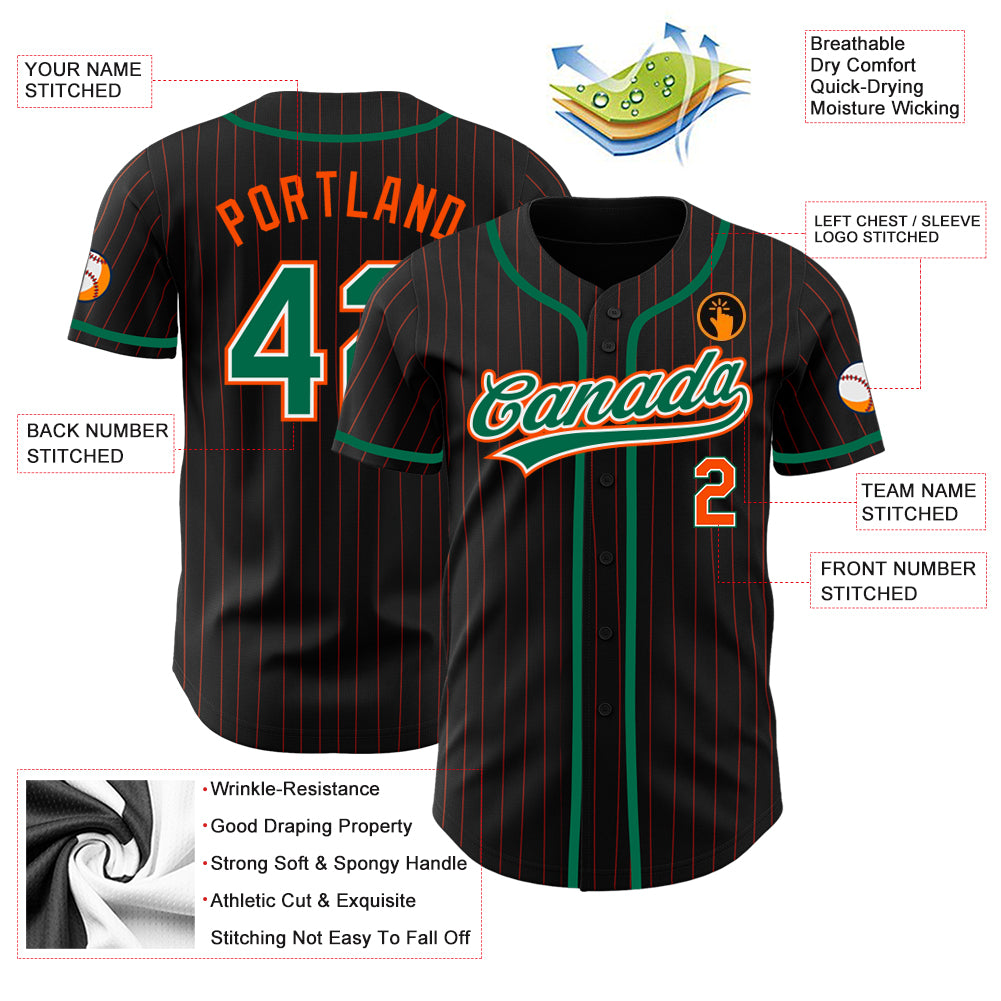 Cheap Custom Orange Kelly Green Pinstripe Kelly Green-Black Authentic  Baseball Jersey Free Shipping – CustomJerseysPro