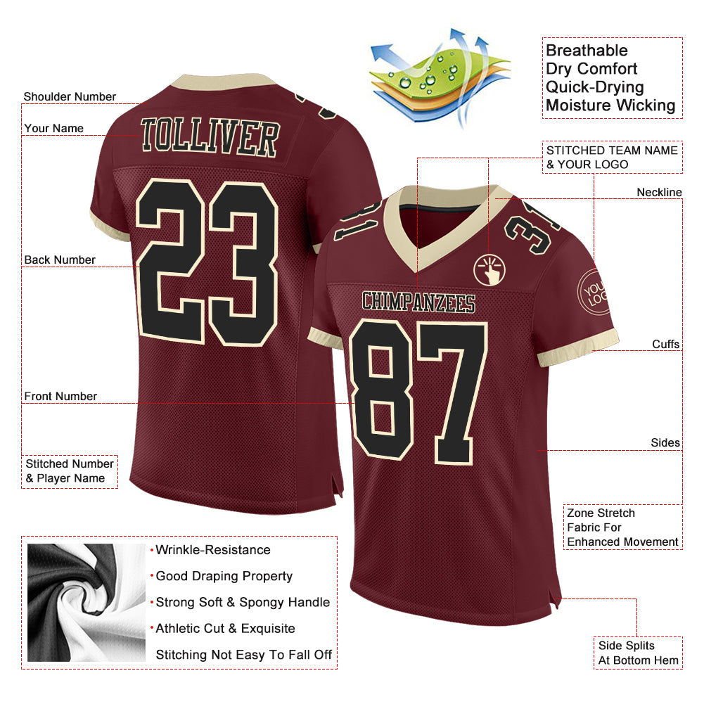 Cheap Custom Cream Cream-Red Mesh Authentic Football Jersey Free Shipping –  CustomJerseysPro