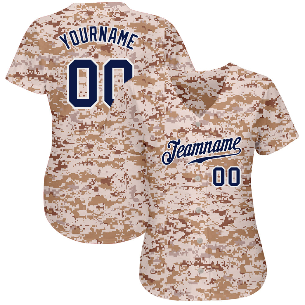 Custom Baseball Jersey Camo Navy-Aqua Authentic Salute to Service Men's Size:XL