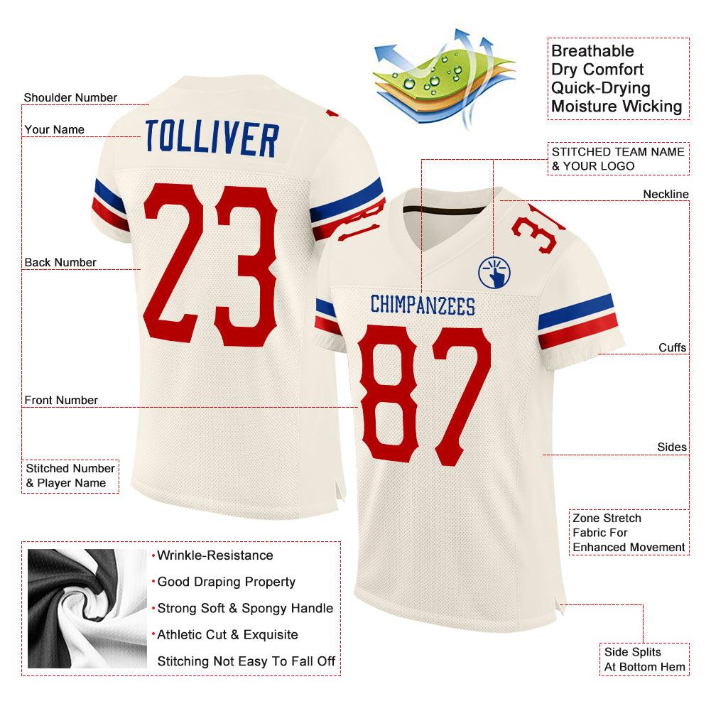 Cheap Custom Cream Cream-Red Mesh Authentic Football Jersey Free Shipping –  CustomJerseysPro