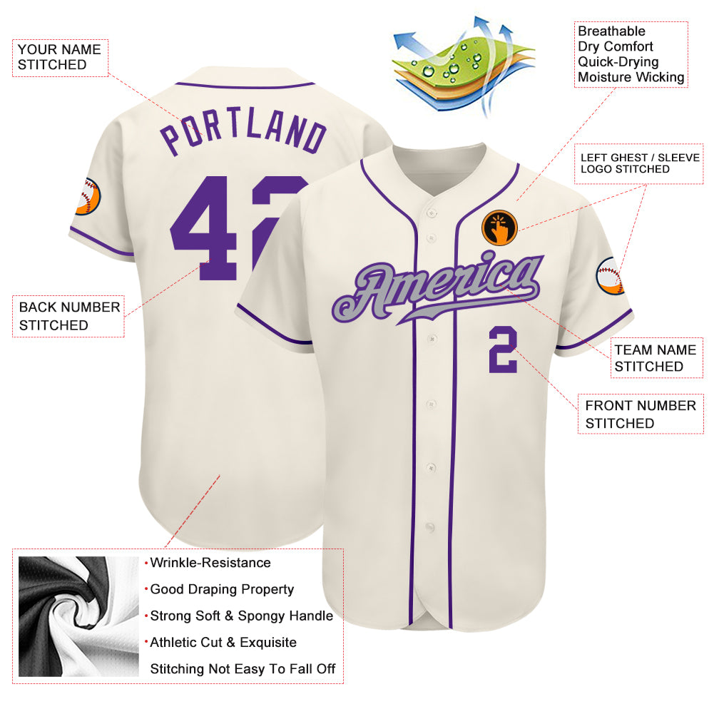 Cheap Custom Cream Gray Pinstripe Purple Authentic Baseball Jersey Free  Shipping – CustomJerseysPro