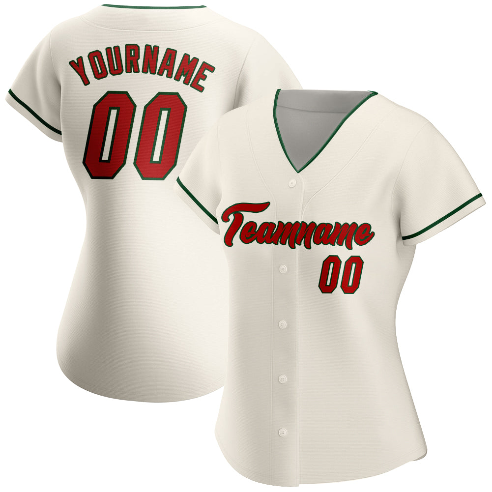 Custom Green Red-Cream Authentic Baseball Jersey Sale – UKSN INC