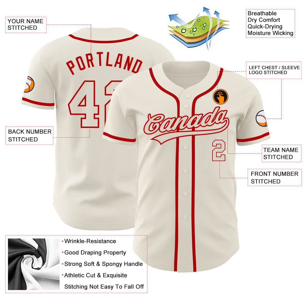 Cheap Custom Red Red-Cream Authentic Baseball Jersey Free Shipping –  CustomJerseysPro