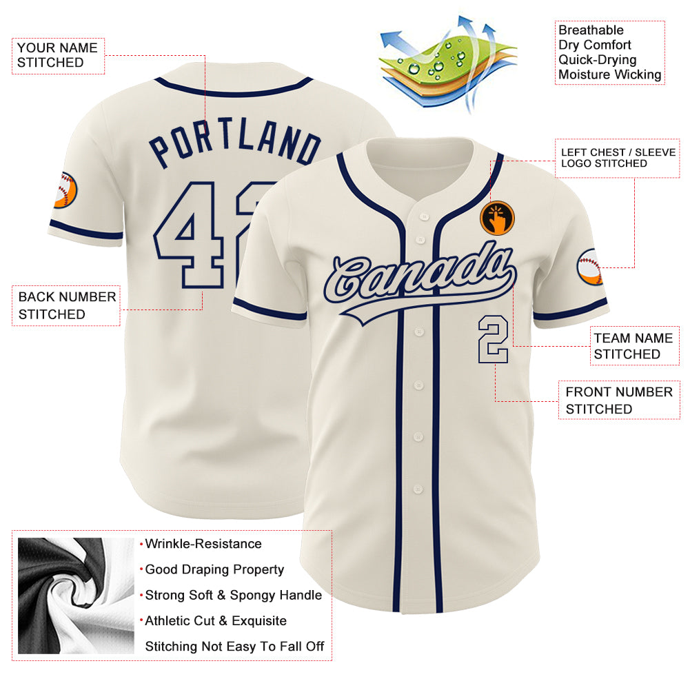 Cheap Custom Cream Navy-Orange Authentic Baseball Jersey Free Shipping –  CustomJerseysPro