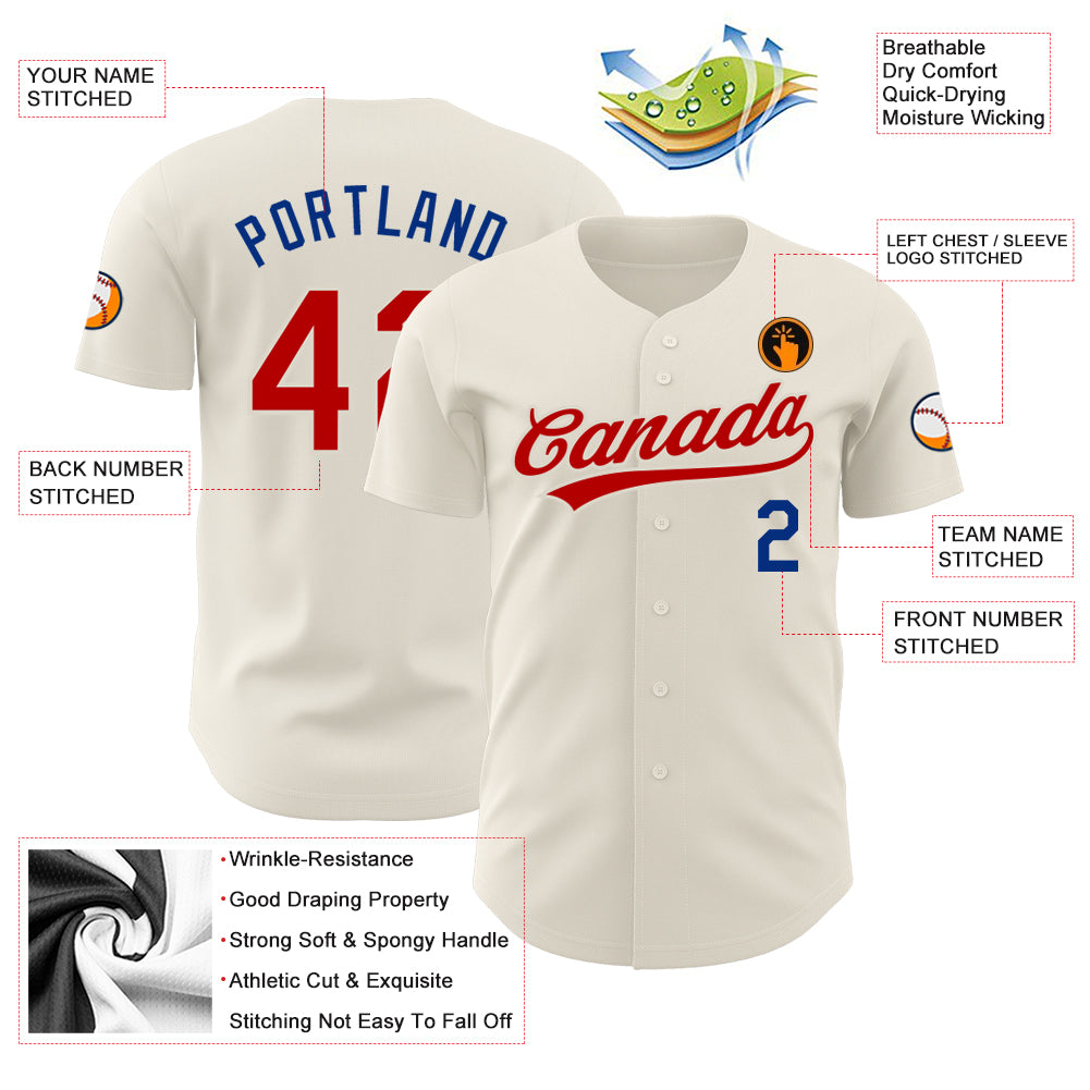 Cheap Custom Cream Red-Royal Authentic Baseball Jersey Free Shipping –  CustomJerseysPro