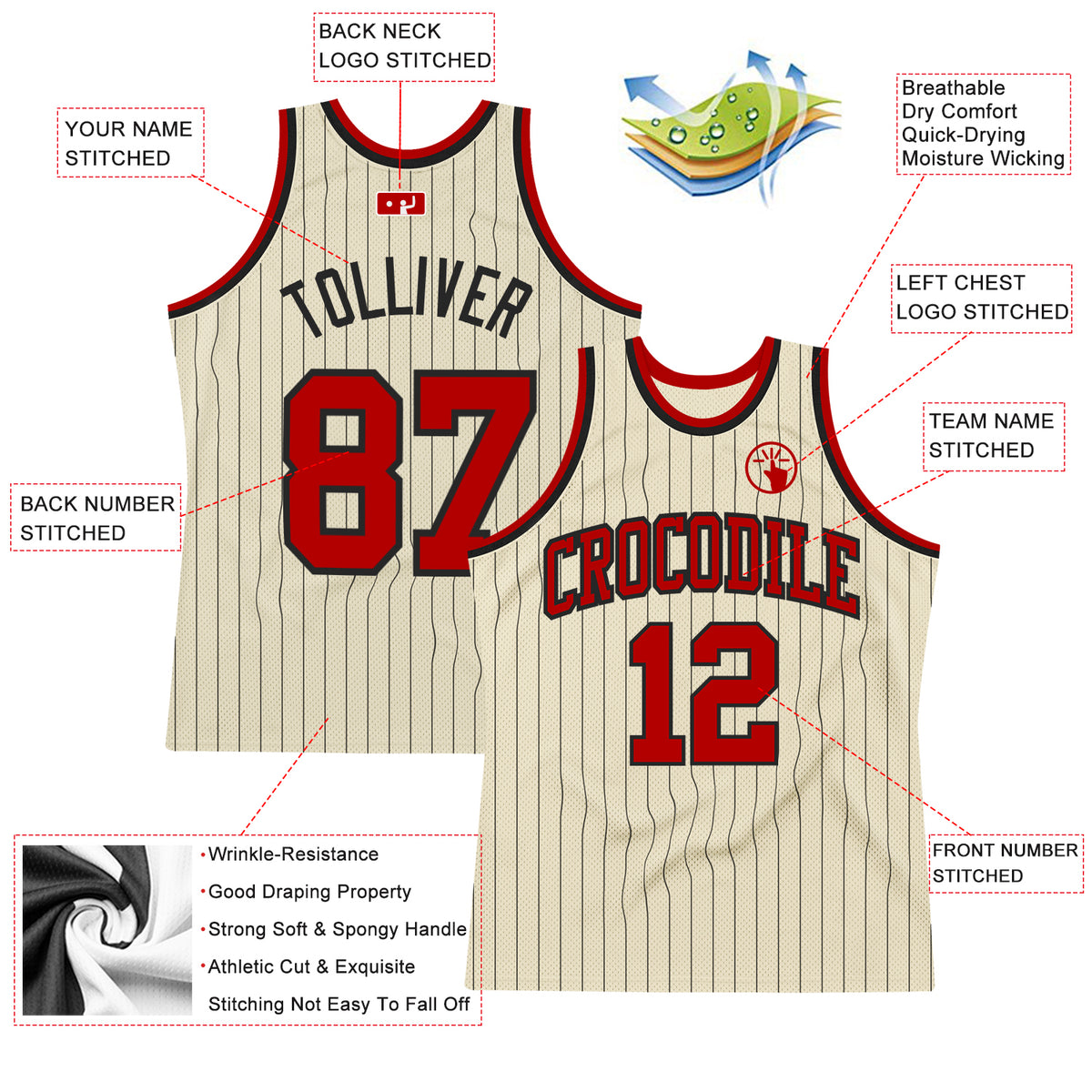 Custom Authentic Basketball Jersey Cream-Red-Black – Vients