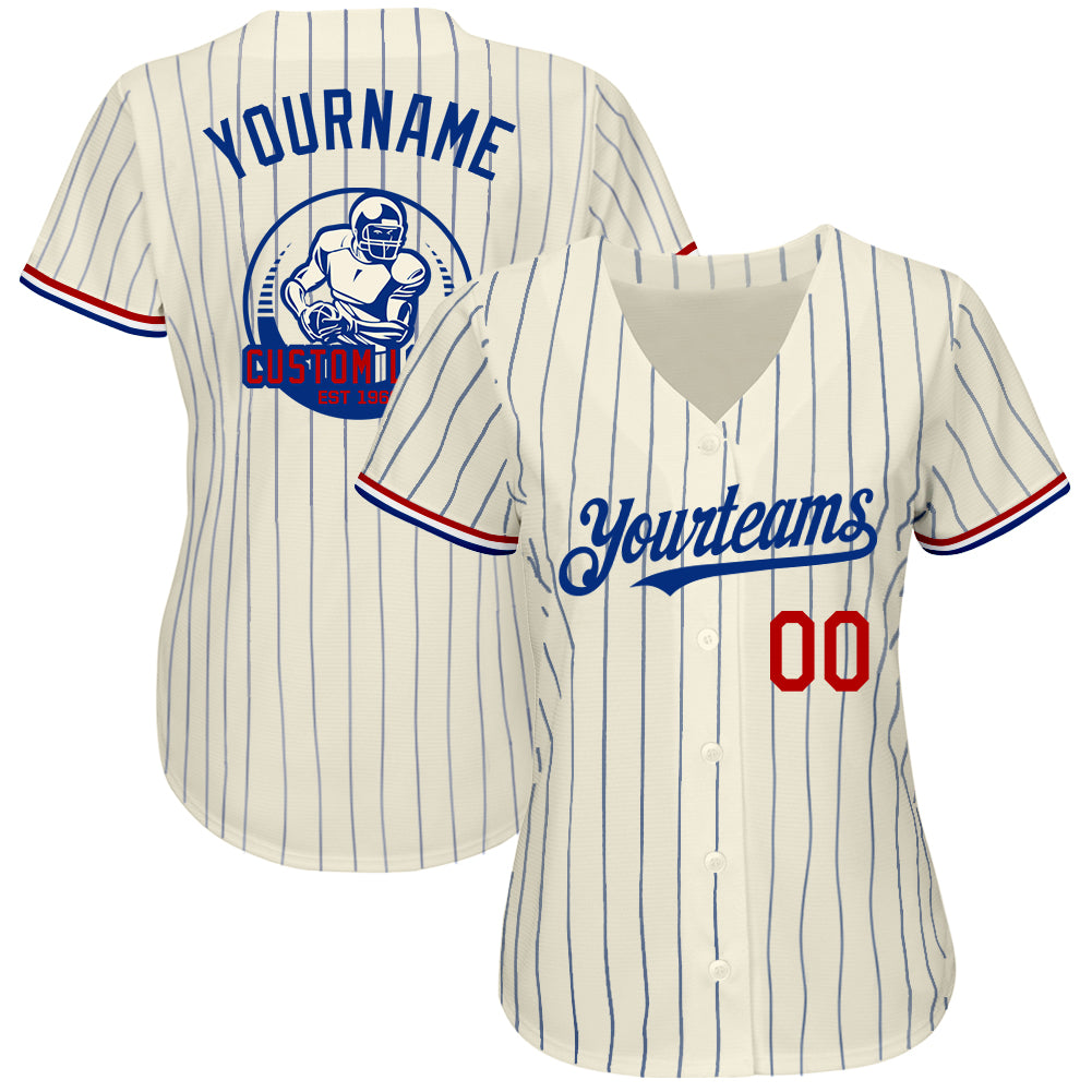 Cheap Custom Cream Royal Pinstripe Red-White Authentic Baseball Jersey Free  Shipping – CustomJerseysPro