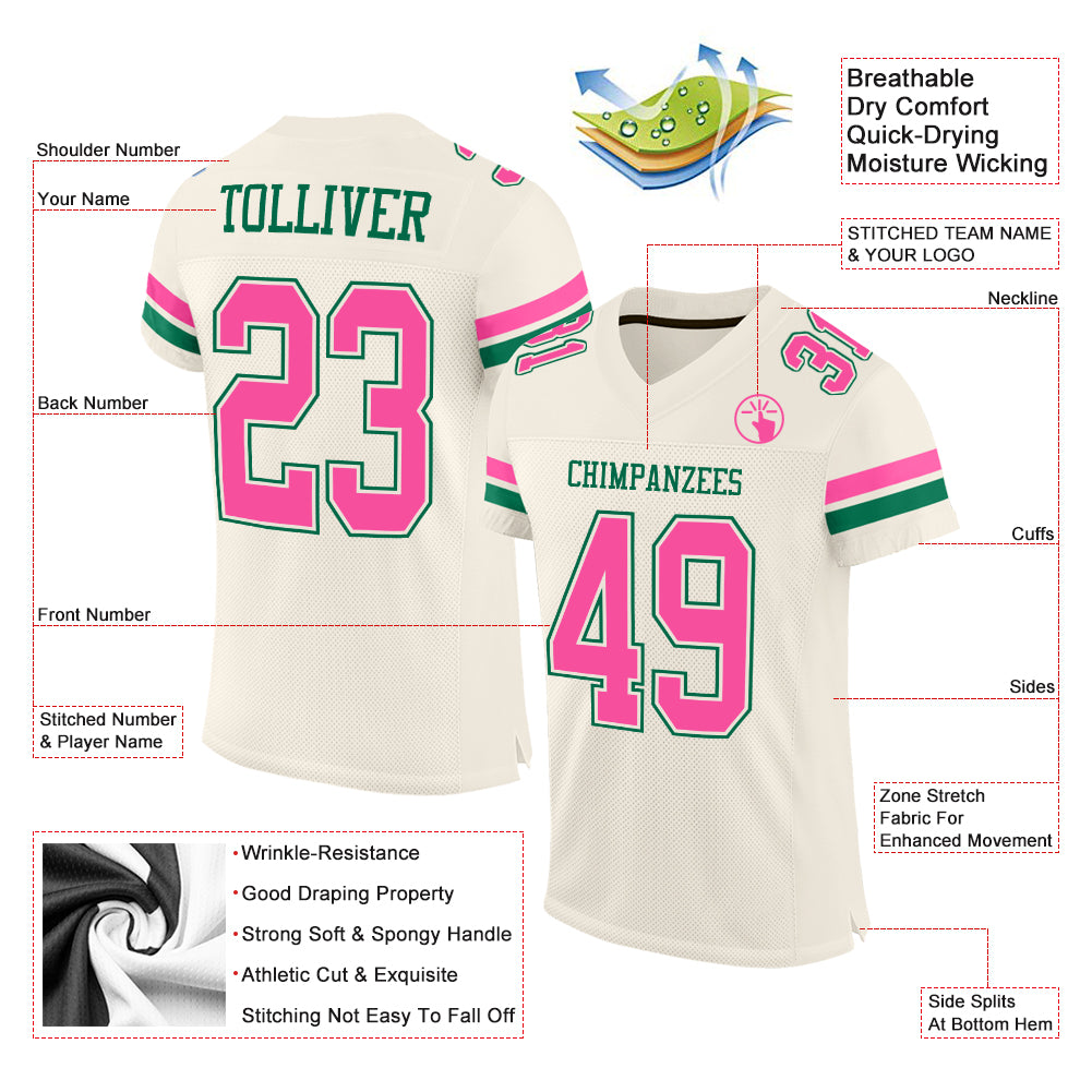 Custom Black Kelly Green-Pink Mesh Authentic Football Jersey Discount