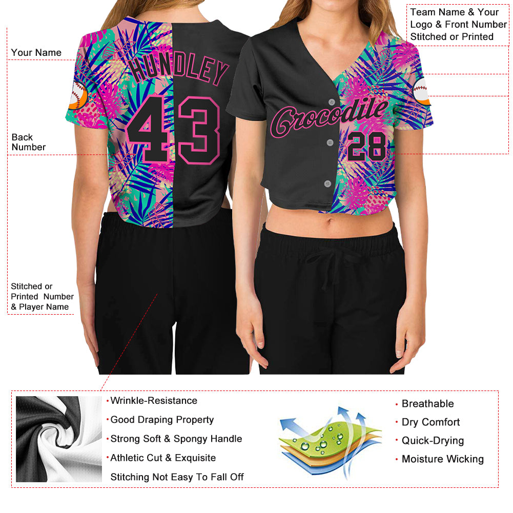 Custom Sublimation Print 100% Polyester Embroidered Girl Mesh Women Crop  Top Baseball Jersey - China Cropped Top and Crop Top price