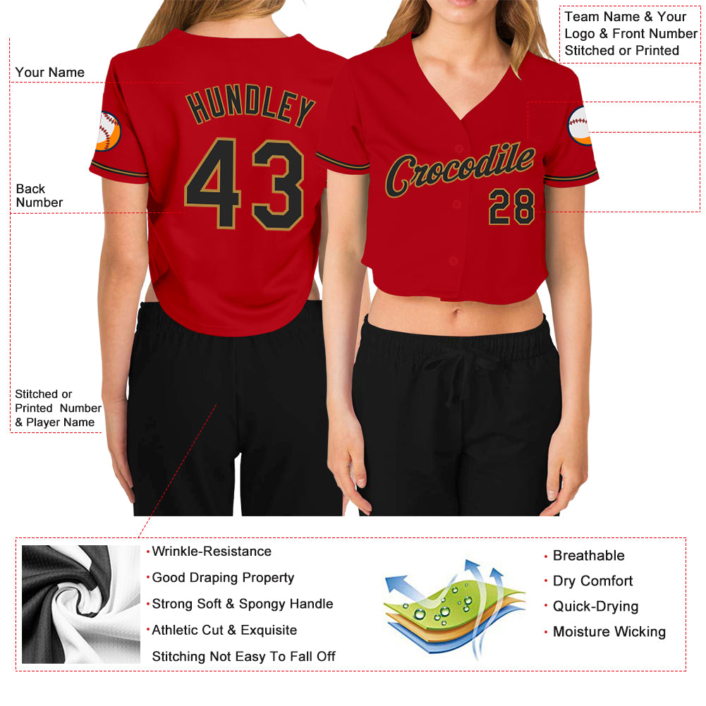 Custom Old Gold Red-Black Authentic Drift Fashion Baseball Jersey